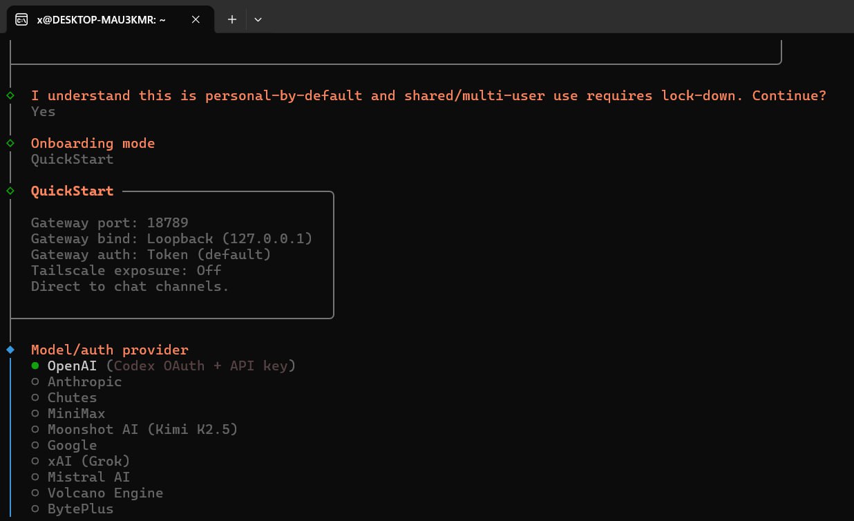 QuickStart 和 Provider 选择